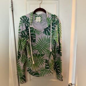 Never worn! Southern Spirit Green Leaf Print Terry Hoodie Size Small NWOT
